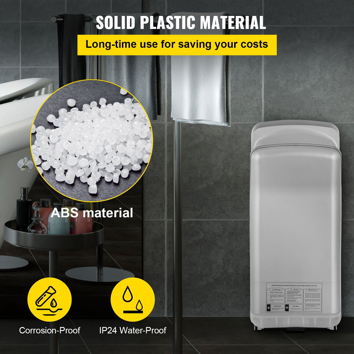 Jet Hand Dryer Blade Hand Dryer Automatic High Speed for Washroom Silver