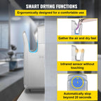 Jet Hand Dryer Blade Hand Dryer Automatic High Speed for Washroom Silver