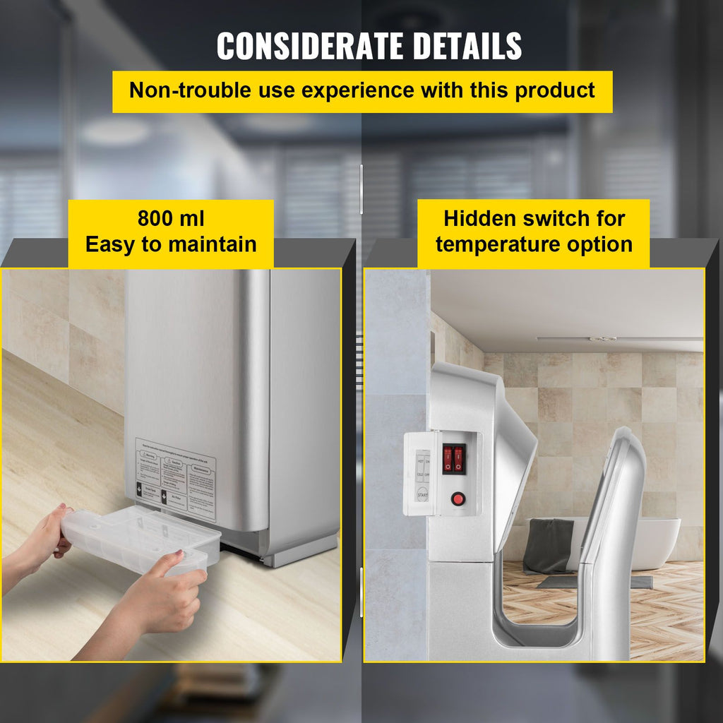 Jet Hand Dryer Blade Hand Dryer Automatic High Speed for Washroom Silver