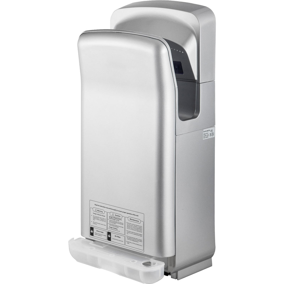Jet Hand Dryer Blade Hand Dryer Automatic High Speed for Washroom Silver