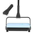 Carpet Sweeper Manual, Floor Sweeper with 300 ml Dustbin Capacity Easy to Empty, 17 cm Cleaning Width for Home Office Carpets Pet Hair Dust, Blue