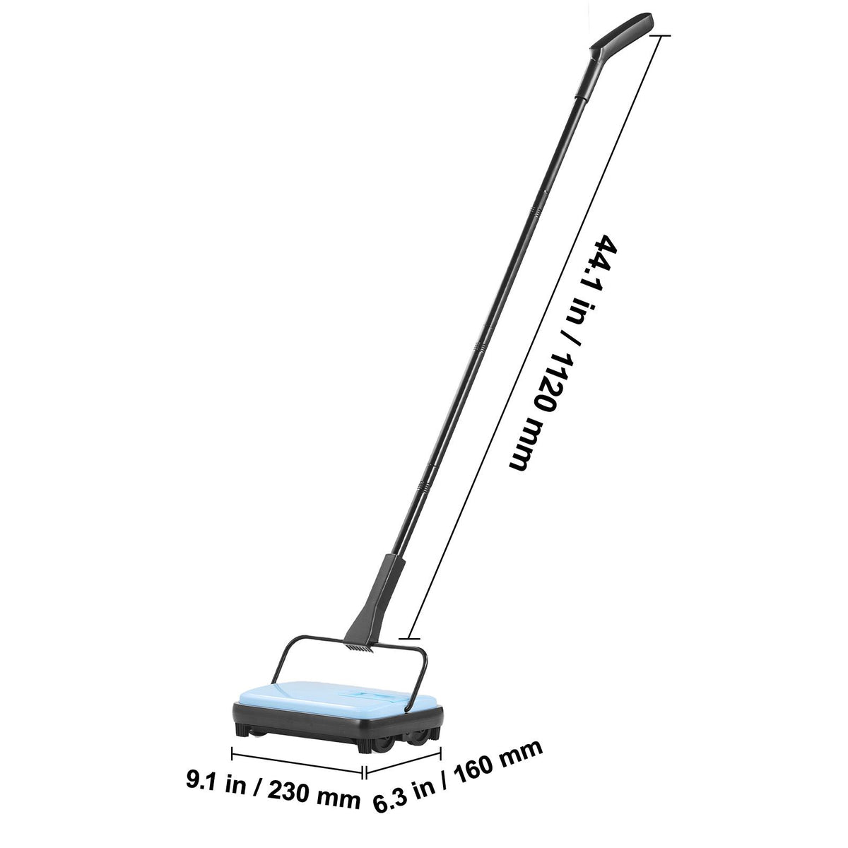 Carpet Sweeper Manual, Floor Sweeper with 300 ml Dustbin Capacity Easy to Empty, 17 cm Cleaning Width for Home Office Carpets Pet Hair Dust, Blue
