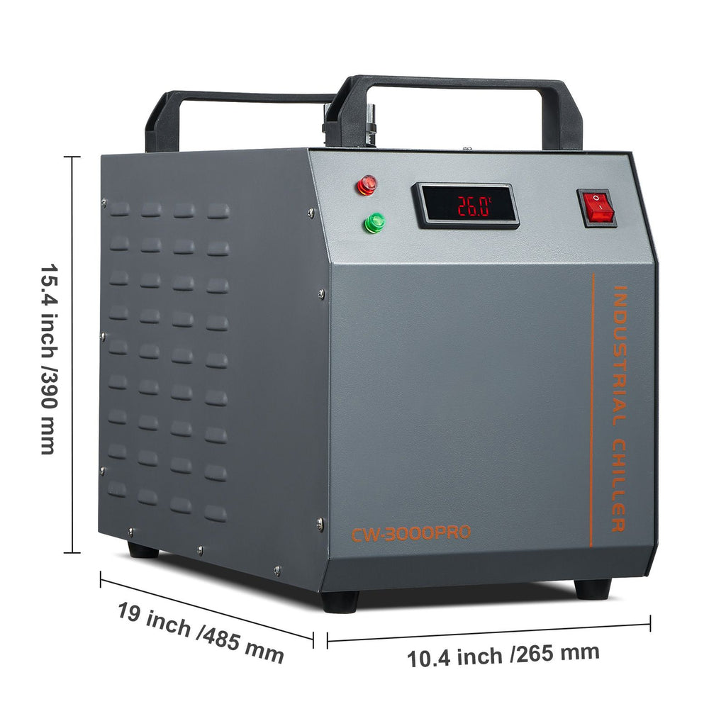 Industrial Water Chiller, CW-3000(PRO), 150W Air-Cooled Industrial Water Cooler Cooling System with 12L Water Tank Capacity 18 L/min Max Flow Rate, for Laser Engraving Machine Cooling Machine