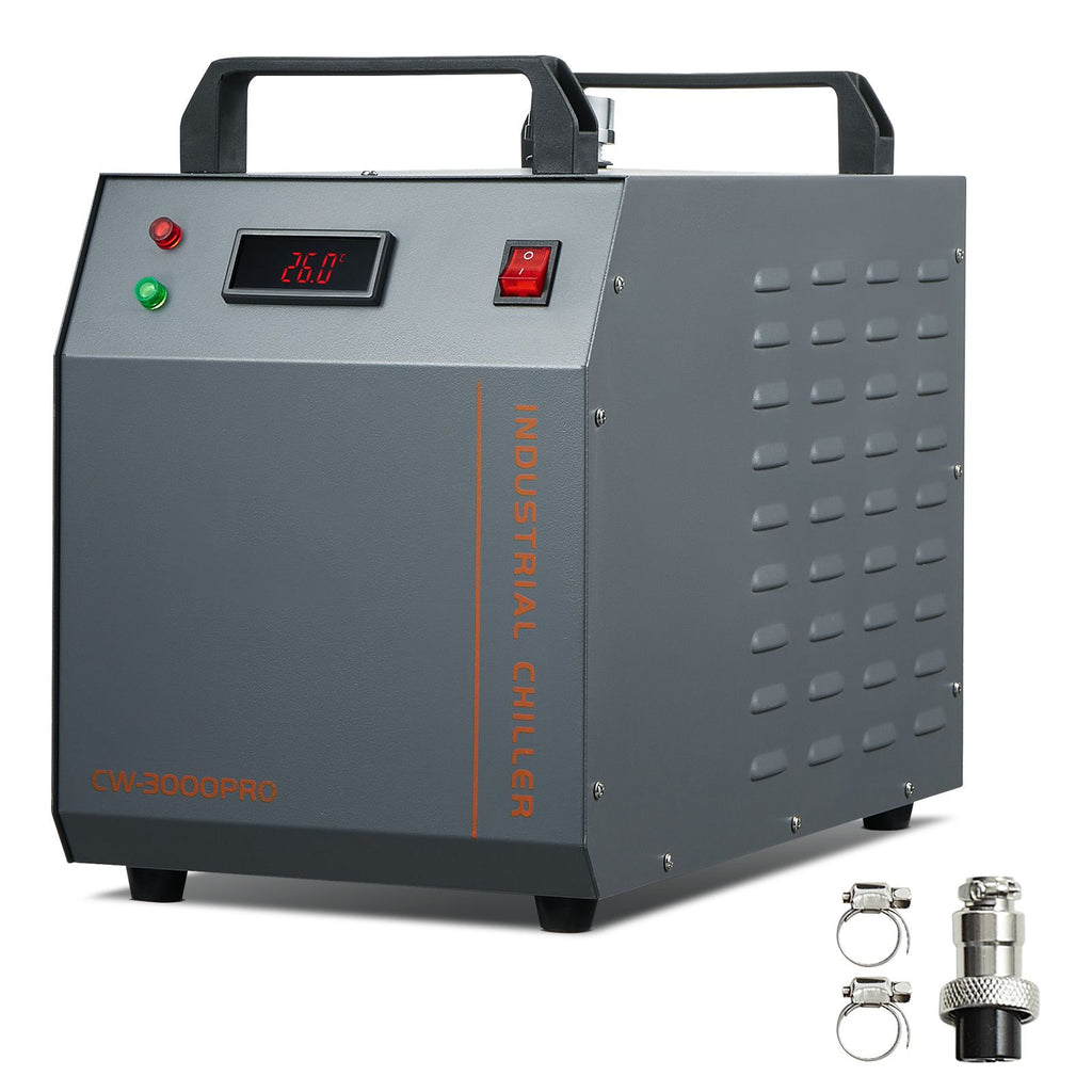 Industrial Water Chiller, CW-3000(PRO), 150W Air-Cooled Industrial Water Cooler Cooling System with 12L Water Tank Capacity 18 L/min Max Flow Rate, for Laser Engraving Machine Cooling Machine