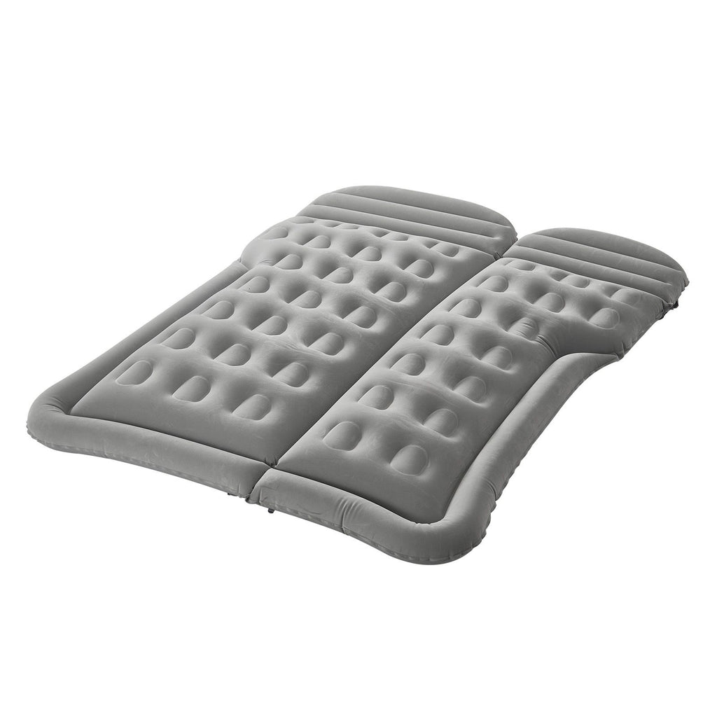 Car Air Mattress, Inflatable Car Camping Mattress, Flocking Thickened Travel Beds, Comfortable and Durable Portable Sleeping Pad with Air Pump, Nozzle, Carry Bag, Fits Most SUV MPV Sedan, Gray