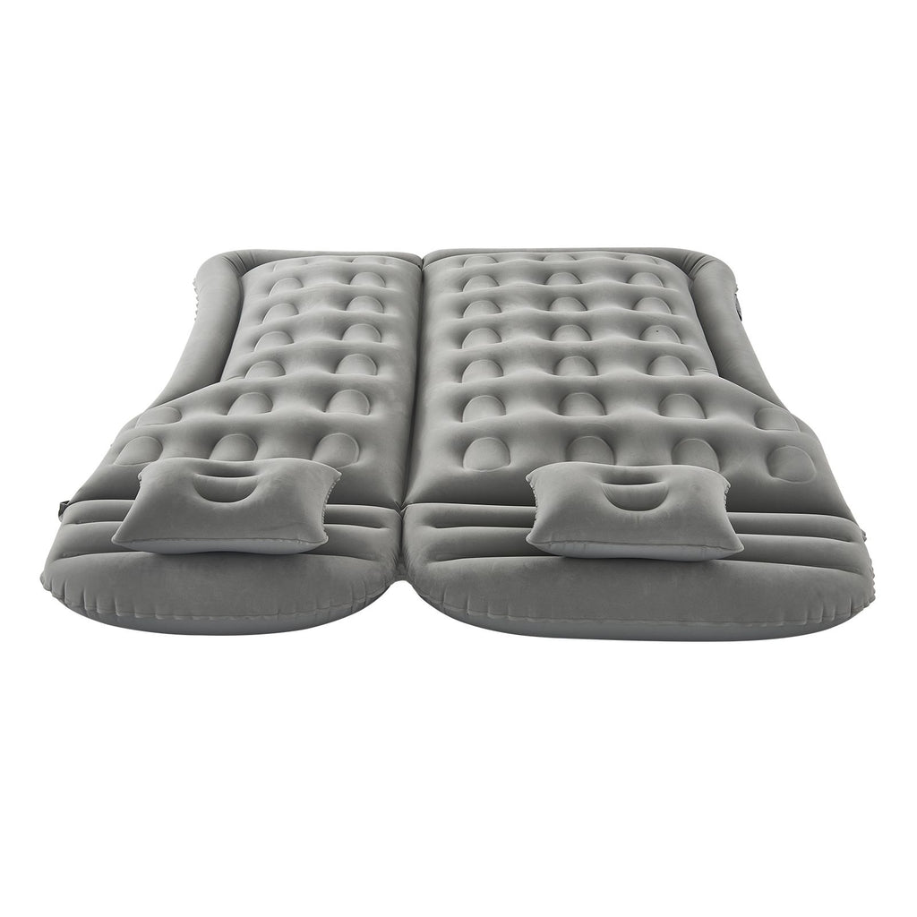 Car Air Mattress, Inflatable Car Camping Mattress, Flocking Thickened Travel Beds, Comfortable and Durable Portable Sleeping Pad with Air Pump, Nozzle, Carry Bag, Fits Most SUV MPV Sedan, Gray