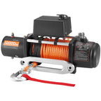 Electric Winch, 5400 kg Load Capacity, 12V DC Truck Winch with Φ9.1 mm x 23 m Synthetic Rope, Wireless & Wired Remote Control, IP55 Waterproof for Towing Off-Road SUV Jeep Trailer Boat