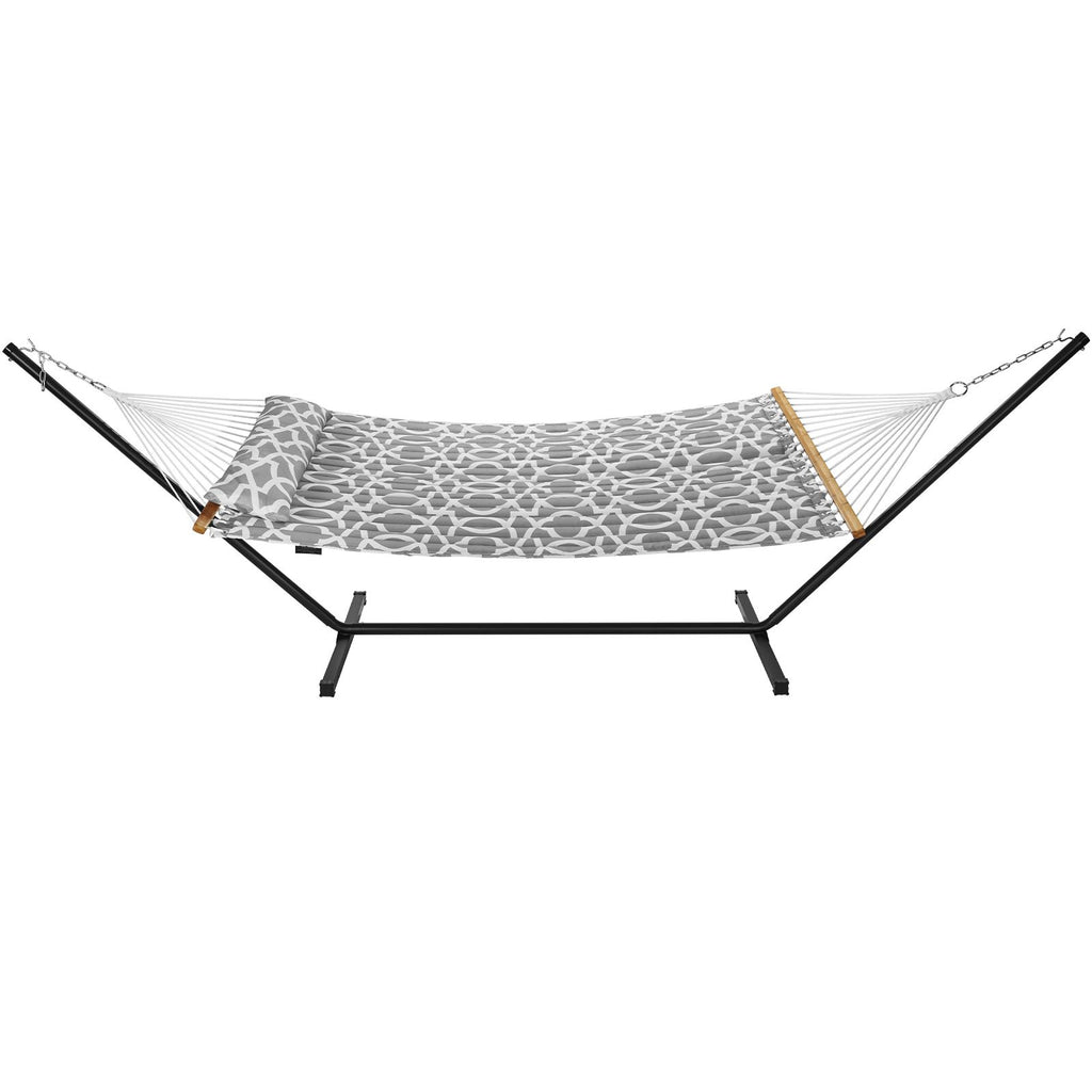 Two Person Hammock with Stand Included Heavy Duty 480lb Capacity, Double Hammock with 12 FT Steel Stand and Portable Carrying Bag and Pillow, Freestanding Hammock for Outdoor Patio Yard Beach