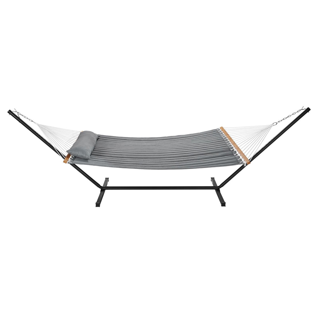 Double Quilted Fabric Hammock Two Person Hammock with Stand 480lb Capacity