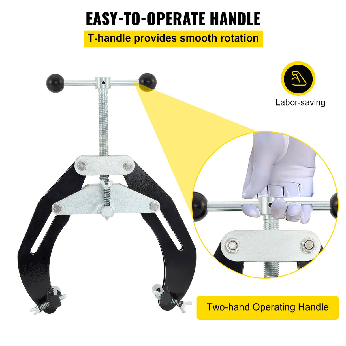 Pipe Clamp, 2 to 6 in, High Strength Ultra Clamp with Quick Acting Screws, Steel Pipe Alignment Tool with Lightweight Design, Black