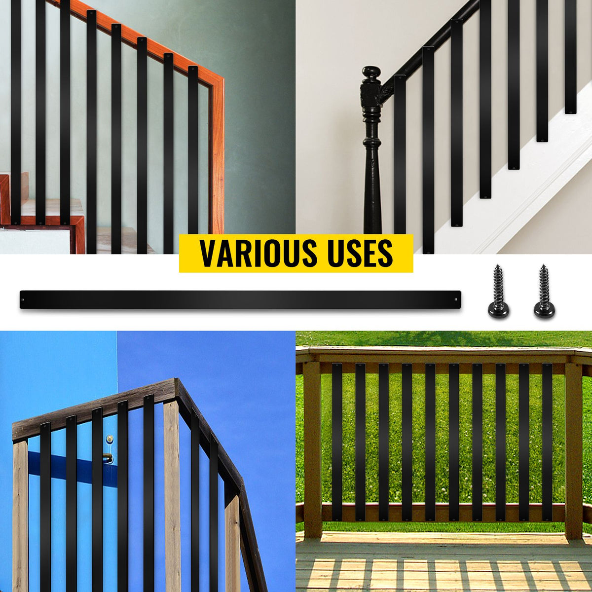 Deck Balusters, 16 Pack Metal Deck Spindles, 29.5\"x1\" Staircase Baluster with Screws, Aluminum Alloy Deck Railing for Wood and Composite Deck, Stylish Baluster for Outdoor Stair Deck Porch