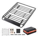 Roof Rack Basket, 1300 x 910 x 105 mm, Universal Rooftop Cargo Carrier with 44.1 x 34.3 x 10.2 in Cargo Bag, Net, Ratchet Straps, 90.7 kg Max Load Capacity Car Top Luggage Holder, for SUV Car