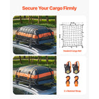 Roof Rack Basket, 1300 x 910 x 105 mm, Universal Rooftop Cargo Carrier with 44.1 x 34.3 x 10.2 in Cargo Bag, Net, Ratchet Straps, 90.7 kg Max Load Capacity Car Top Luggage Holder, for SUV Car