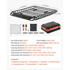 Roof Rack Basket, 1300 x 910 x 105 mm, Universal Rooftop Cargo Carrier with 44.1 x 34.3 x 10.2 in Cargo Bag, Net, Ratchet Straps, 90.7 kg Max Load Capacity Car Top Luggage Holder, for SUV Car