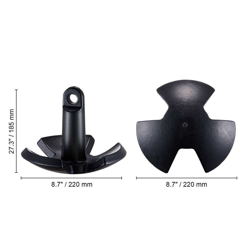 River Anchor, 12 LBS Boat Anchor Cast Iron Black Vinyl-Coated with Shackle, Marine Grade Mushroom Anchor for Boats Up To 10 ft, Impressive Holding Power in River and Mud Bottom Lakes