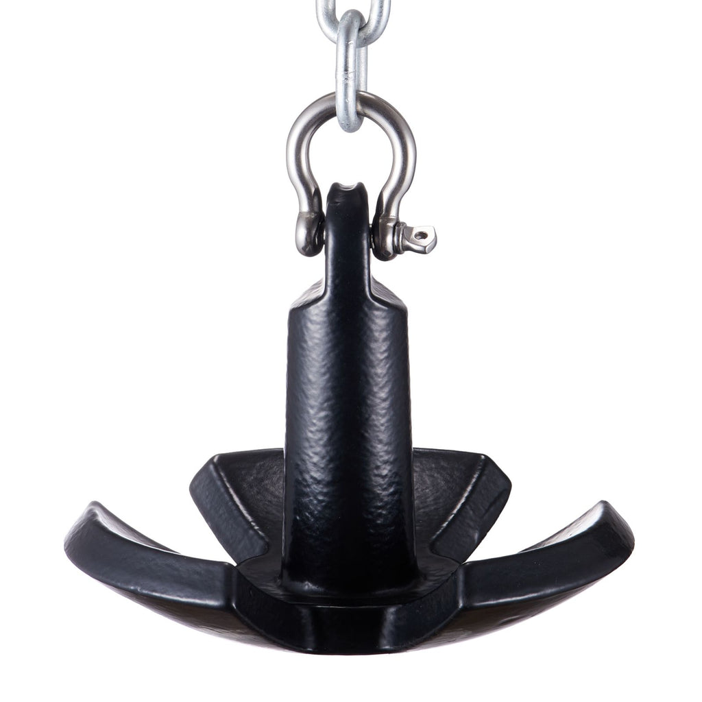 River Anchor, 12 LBS Boat Anchor Cast Iron Black Vinyl-Coated with Shackle, Marine Grade Mushroom Anchor for Boats Up To 10 ft, Impressive Holding Power in River and Mud Bottom Lakes