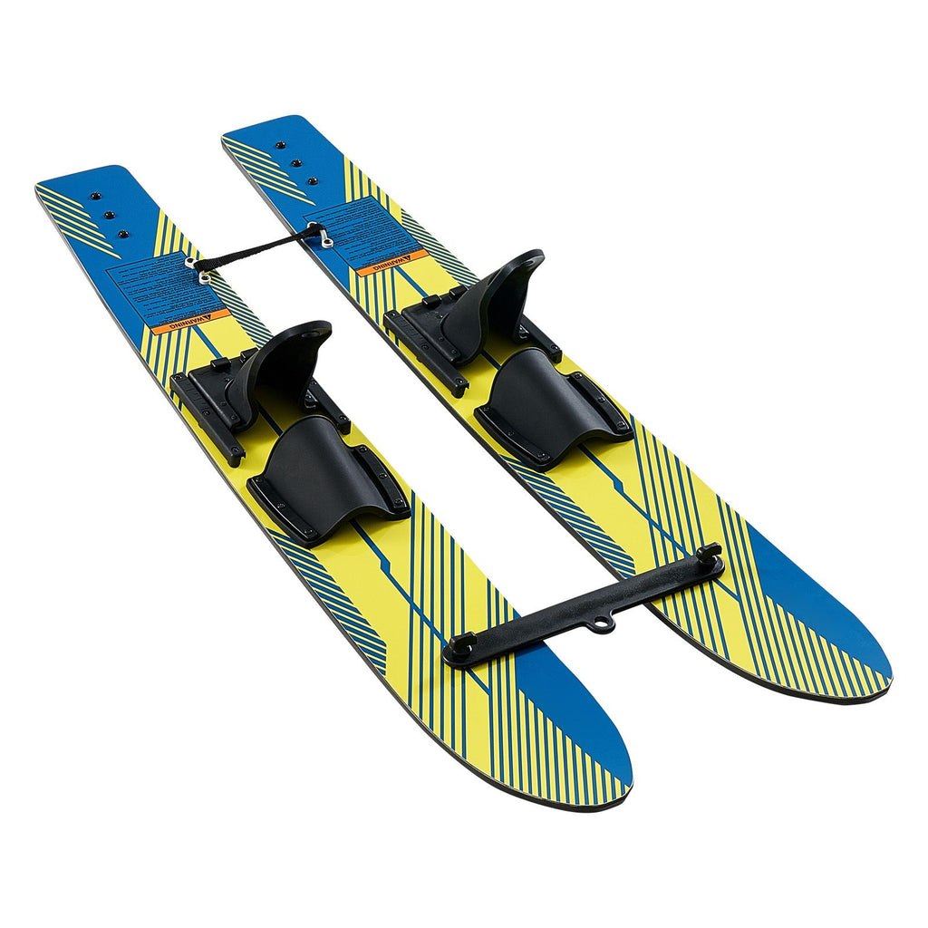 Water Skis 116.8 cm / 46 inch, Water Ski Trainers with X-7 Adjustable Bindings, Double-Handle Rope & Removable Stabilizing Bar, Training Waterskis Combo for Youth Up to 136 kg