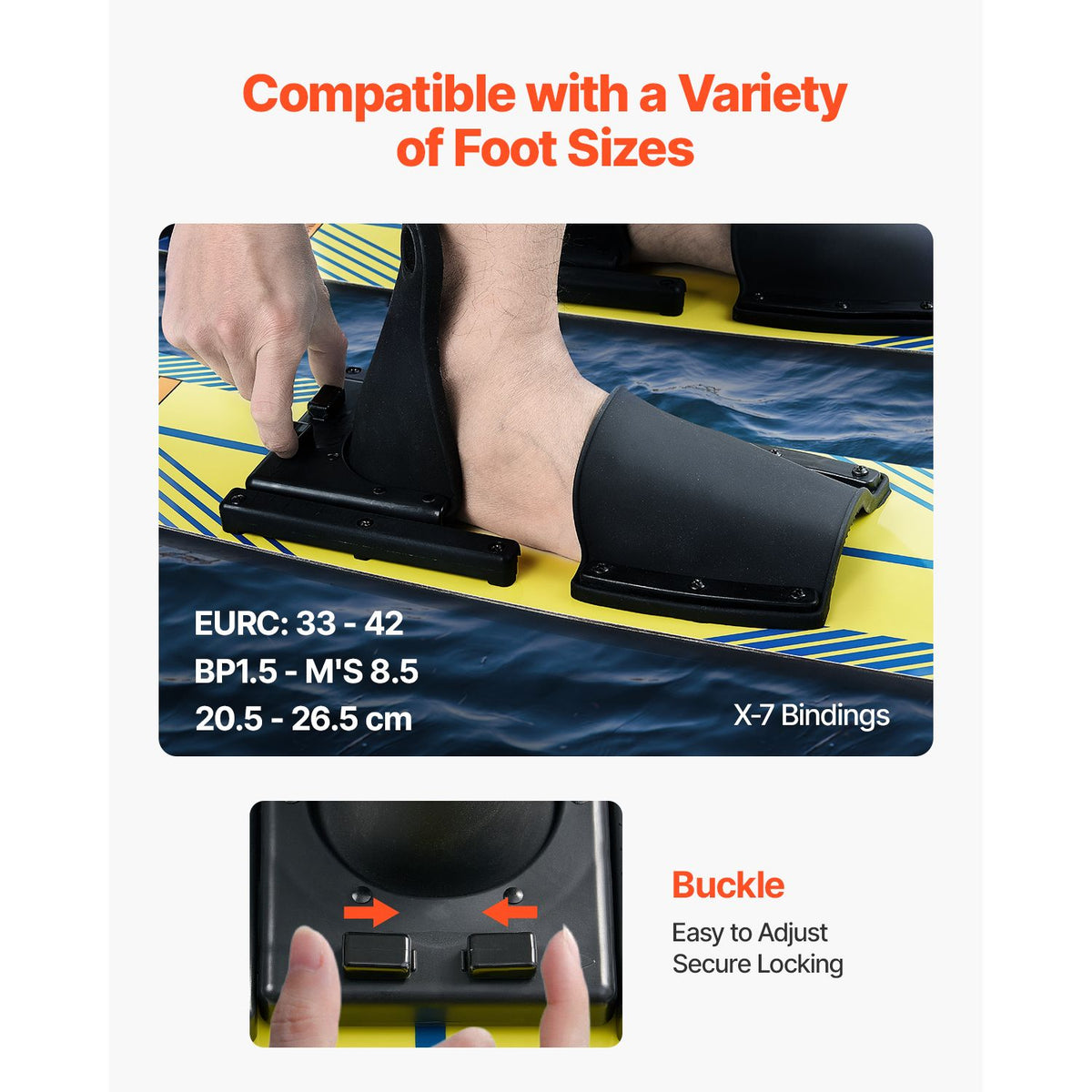 Water Skis 116.8 cm / 46 inch, Water Ski Trainers with X-7 Adjustable Bindings, Double-Handle Rope & Removable Stabilizing Bar, Training Waterskis Combo for Youth Up to 136 kg