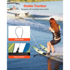Water Skis 116.8 cm / 46 inch, Water Ski Trainers with X-7 Adjustable Bindings, Double-Handle Rope & Removable Stabilizing Bar, Training Waterskis Combo for Youth Up to 136 kg