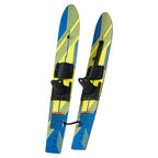 Water Skis 116.8 cm / 46 inch, Water Ski Trainers with X-7 Adjustable Bindings, Double-Handle Rope & Removable Stabilizing Bar, Training Waterskis Combo for Youth Up to 136 kg