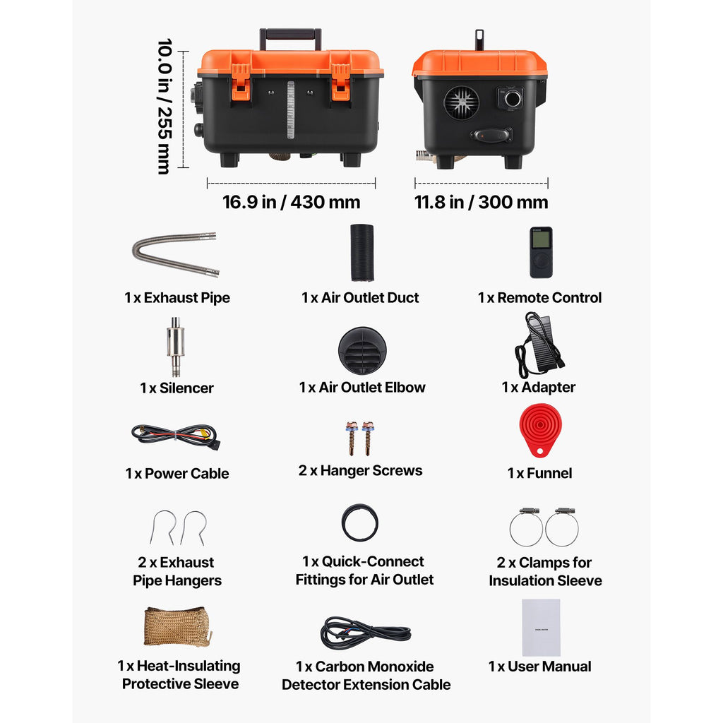 Diesel Heater, 8KW, DC 12V/24V, All in One Portable Diesel Air Heater with Remote Control and LCD Screen, Fast Heating Low Noise, 4 L Fuel Tank for Trucks, Vans, RVs, Campers, and Garages