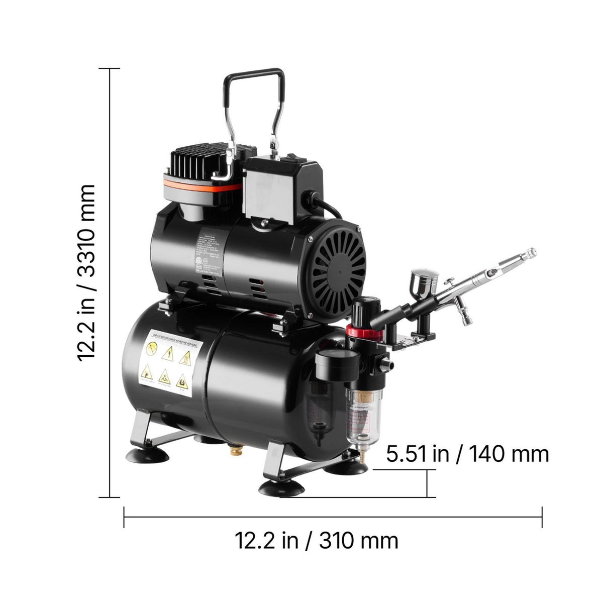 Airbrush Kit Air Brush Kit 1/6 HP Air Compressor Tank 1 Airbrush 3 Tips