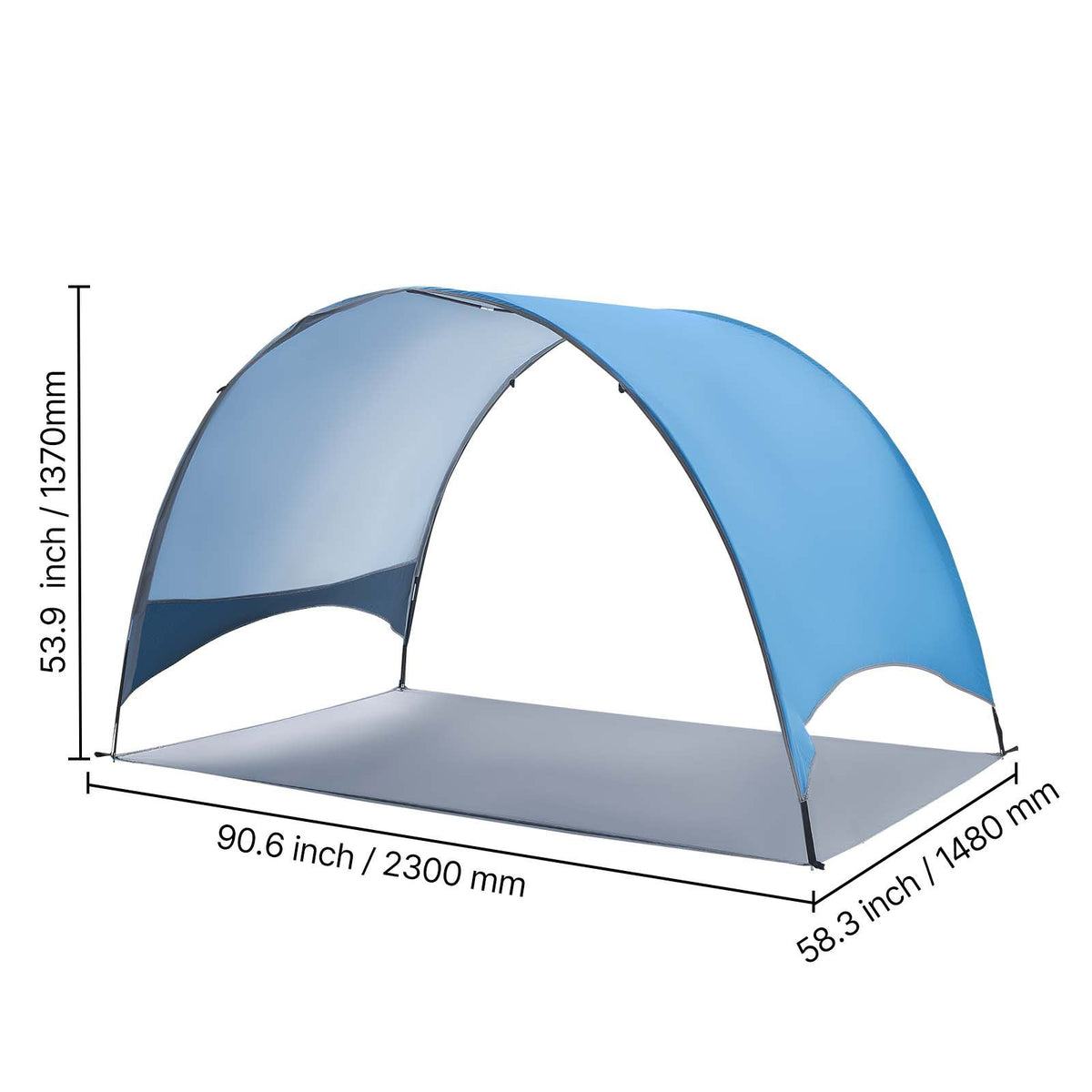 Beach Tent Sun Shelter for 3 Person, UPF 50+ Protection, Portable Sun Shade Canopy with Carrying Bag & Ground Stakes, Lightweight and Easy Setup Beach Umbrella for Camping Fishing Outdoor Picnic