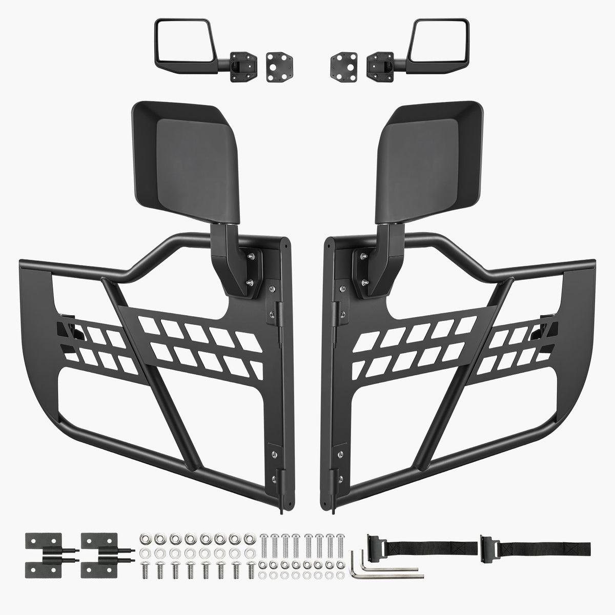 Jeep Tube Doors, 2-Door, Hunting Style Jeep Tubular Door with Heavy-Duty Hinges & OE Latch, Jeep Doors with Rear View Mirrors, Fit for 2018-2024 Jeep Wrangler JL & 2020-2024 Jeep Gladiator JT