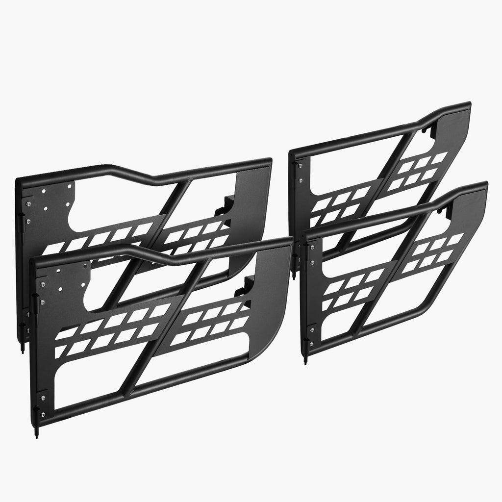 Jeep Tube Doors, 4-Door, Hunting Style Jeep Tubular Door with Heavy-Duty Hinges & OE Latch, Jeep Doors with Rubber Pads & Toughened Steel Tube, Fit for 2007-2018 Jeep Wrangler JK