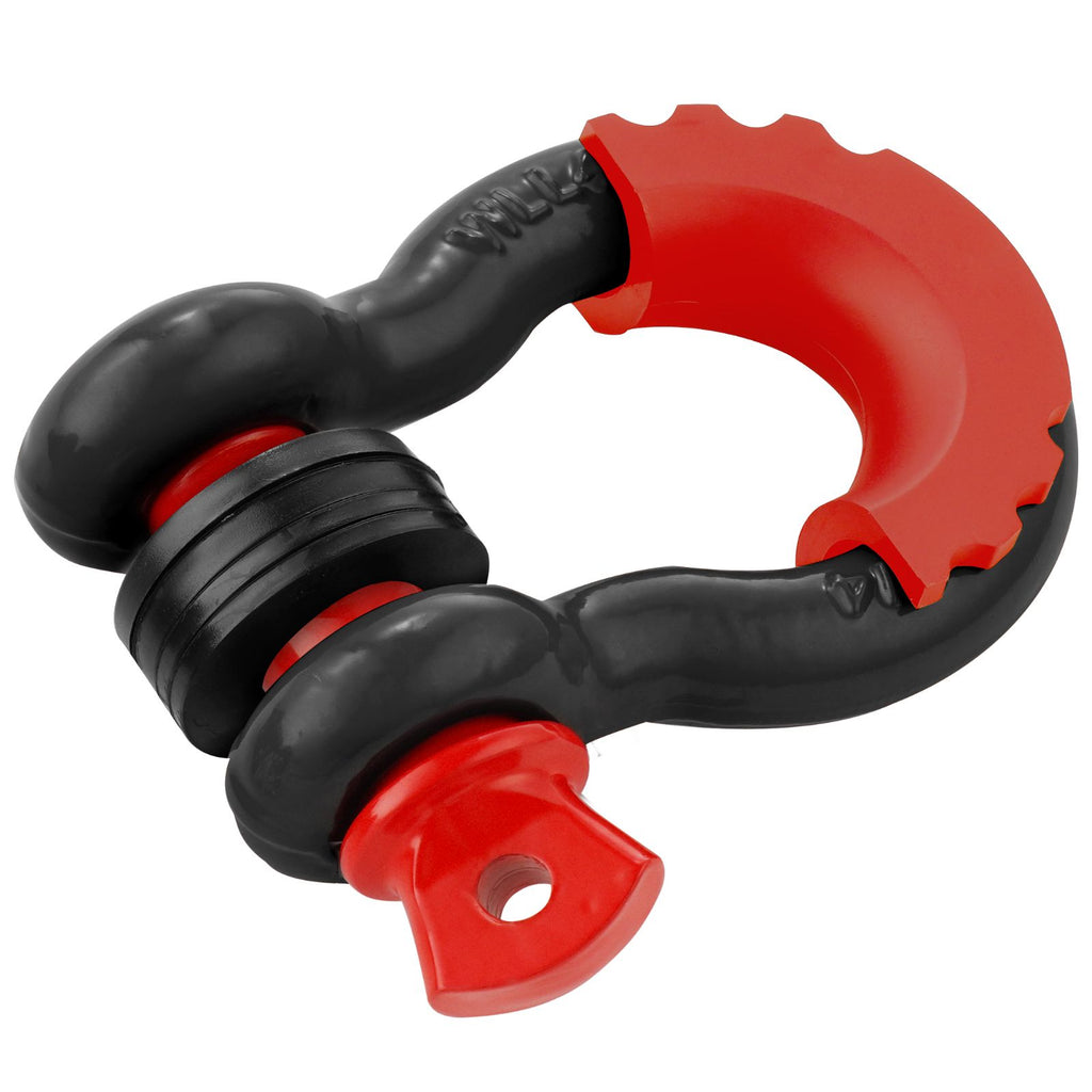 D-Ring Shackle, 2 Pack 19.05 mm Alloy Steel Shackles 28.5 Ton Break Strength with 22 mm Screw Pin, Isolators & Washers Kit, Heavy Duty Off Road Vehicle Recovery Shackle for Jeep Truck, Black