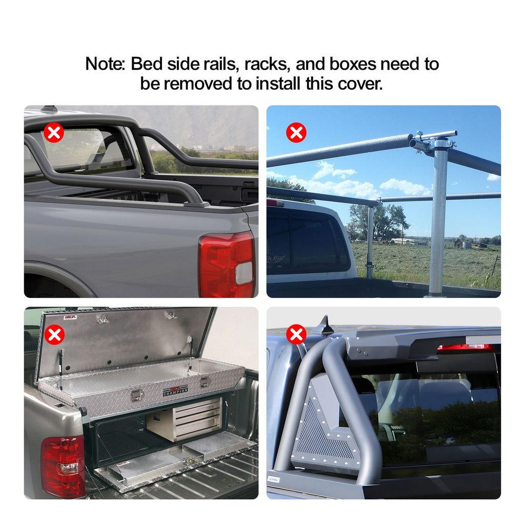 Truck Bed Cover, Roll Up Truck Bed Tonneau Cover, Compatible with 2009-2024 Ford F-150 Styleside Bed, for 1.7m x 1.7m Bed, Soft PVC material, 100% Bed Access Roll Up Tonneau Cover