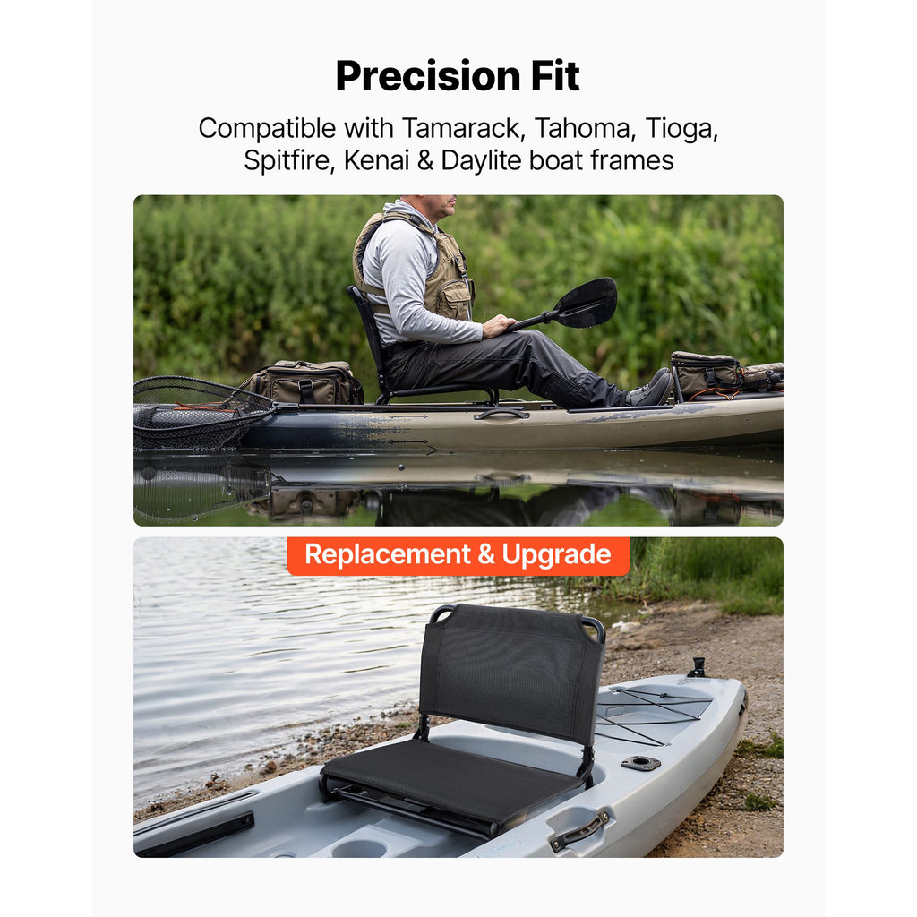 Kayak Seat, Folding Kayak Seat with Comfortable Back Support, Aluminum Alloy Frame & 600D Oxford Fabric, Easy Assembly for Paddling, Fishing and Recreational Kayaking