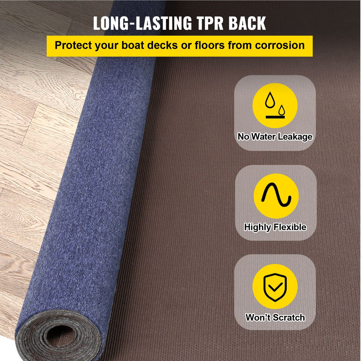 Deep Blue Marine Carpet 6 ft x 36 ft Marine Carpeting Marine Grade Carpet for Boats with Waterproof Back Outdoor Rug for Patio Porch Deck Garage Outdoor Area Rug Runner Non-Slide Porch Rug