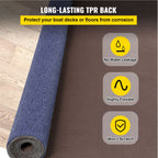 Deep Blue Marine Carpet 6 ft x 29.5 ft Marine Carpeting Marine Grade Carpet for Boats with Waterproof Back Outdoor Rug for Patio Porch Deck Garage Outdoor Area Rug Runner Non-Slide Porch Rug, 1.8x9m