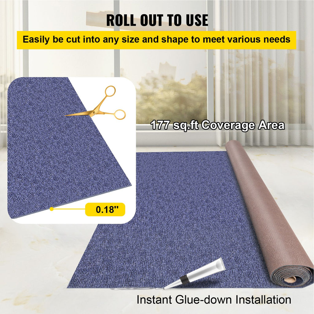 Deep Blue Marine Carpet 6 ft x 29.5 ft Marine Carpeting Marine Grade Carpet for Boats with Waterproof Back Outdoor Rug for Patio Porch Deck Garage Outdoor Area Rug Runner Non-Slide Porch Rug, 1.8x9m