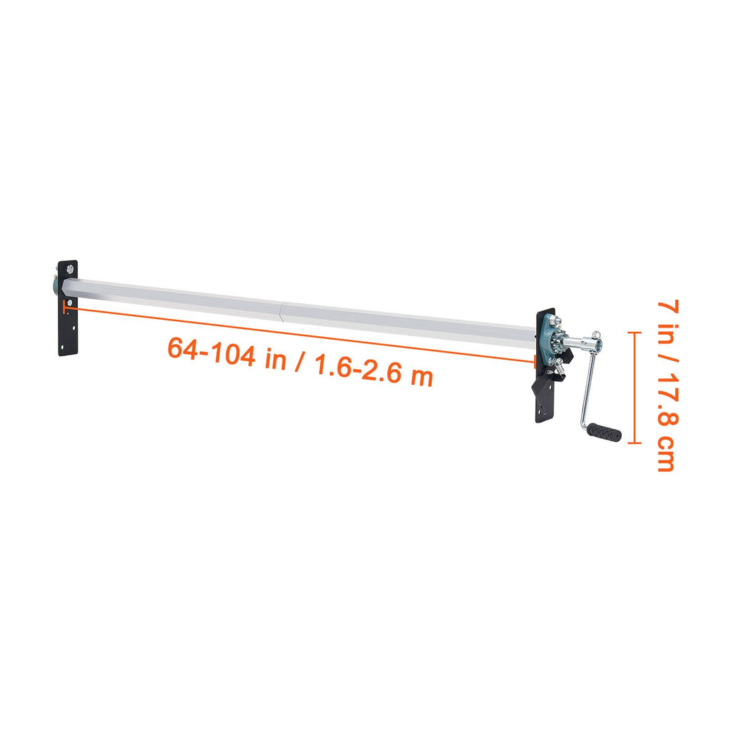 Hand Crank Tarp Roller Kit, 1.6-2.6 m Wide, Aluminum Alloy, Manual Cab Level Dump Truck Tarp Roller with 17.8 cm Sponge-Wrapped Handle, Perfect for Dump Trucks, Trailers, Trash Haulers (No Tarp)