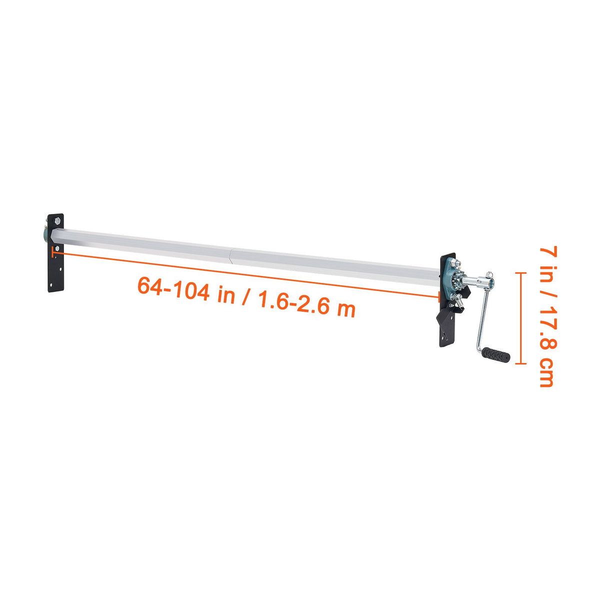 Hand Crank Tarp Roller Kit, 1.6-2.6 m Wide, Aluminum Alloy, Manual Cab Level Dump Truck Tarp Roller with 17.8 cm Sponge-Wrapped Handle, Perfect for Dump Trucks, Trailers, Trash Haulers (No Tarp)
