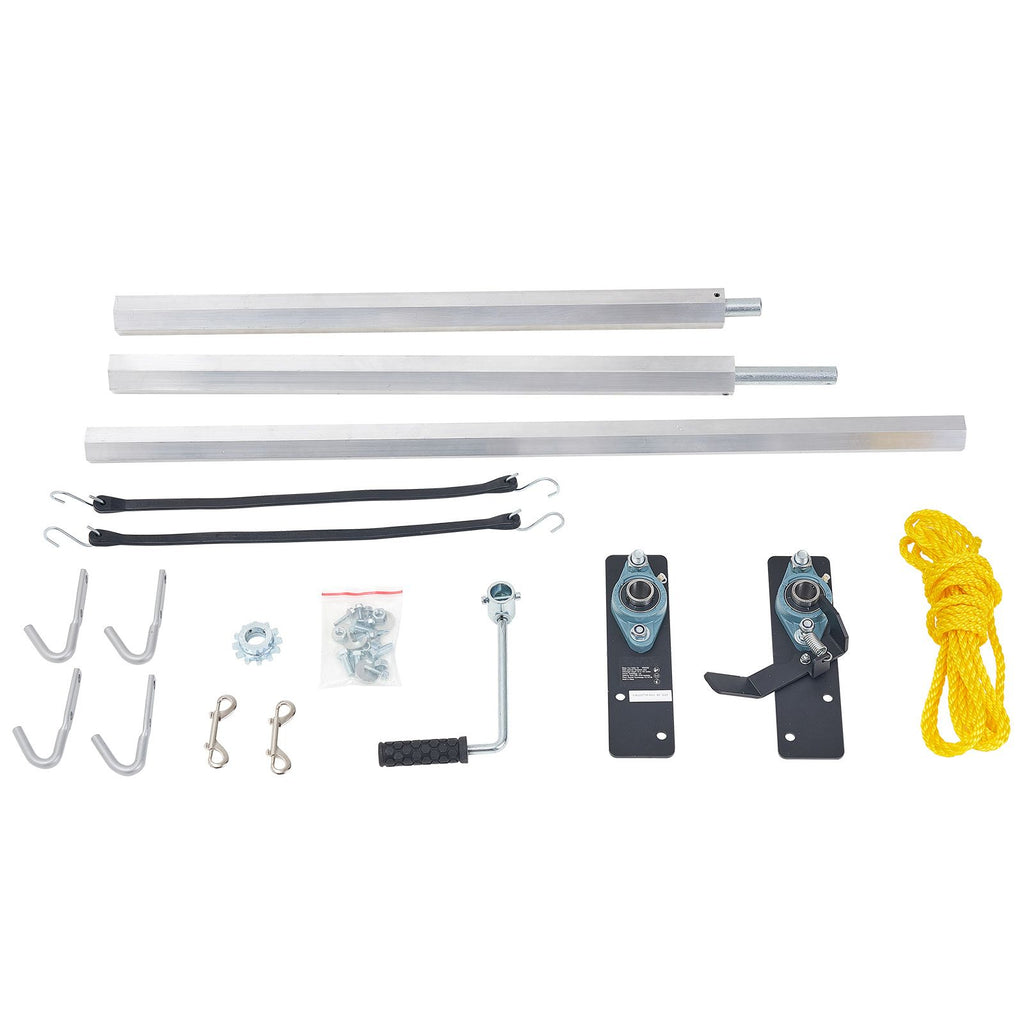 Hand Crank Tarp Roller Kit, 1.6-2.6 m Wide, Aluminum Alloy, Manual Cab Level Dump Truck Tarp Roller with 17.8 cm Sponge-Wrapped Handle, Perfect for Dump Trucks, Trailers, Trash Haulers (No Tarp)