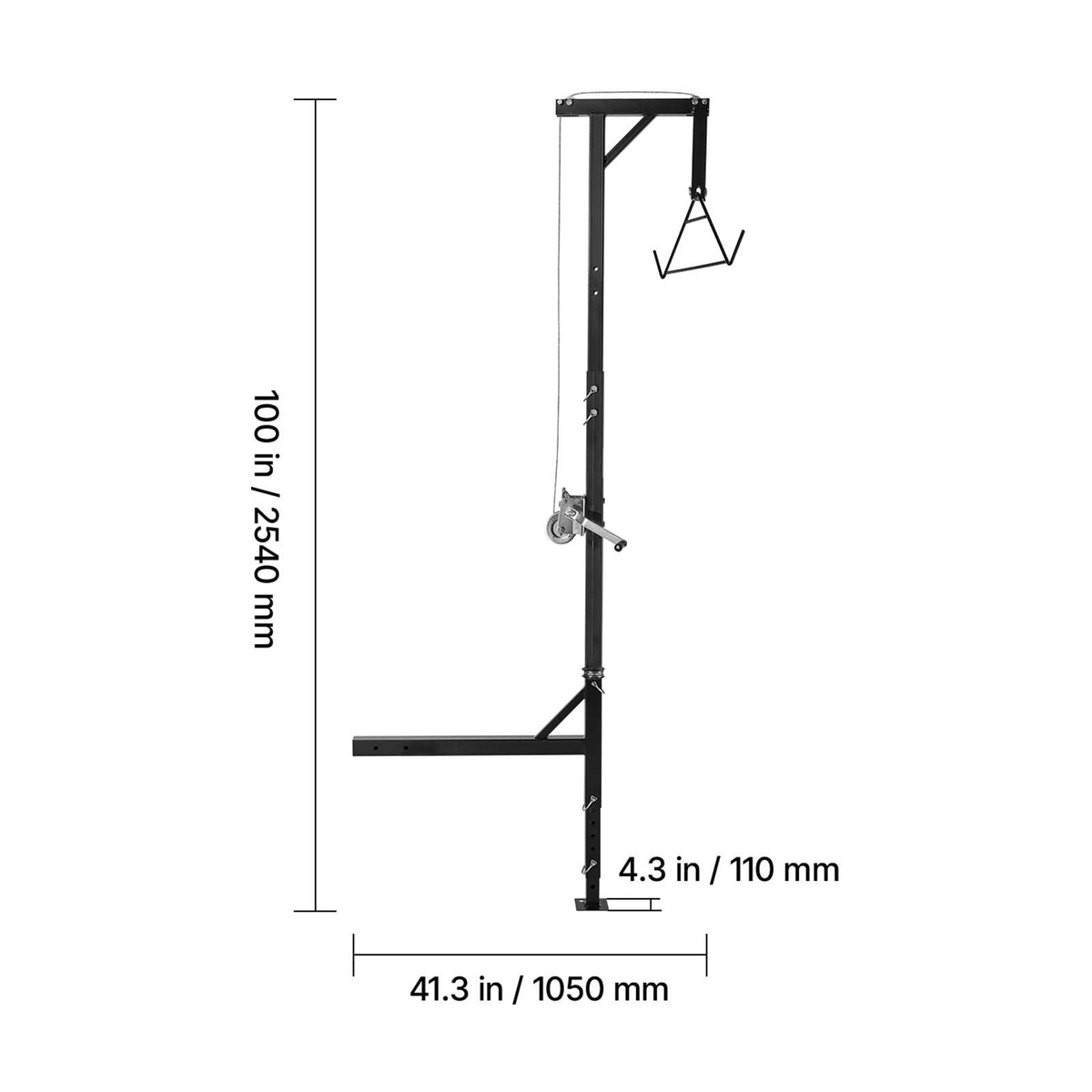 Truck Hitch Game Hoist, 500 lbs Load Capacity, Hunting Deer Hoist with 2-inch Receiver, 360-Degree Swivel Shaft & Adjustable Height, Includes Gambrel Winch for Skinning & Cleaning Game