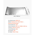 Double Reflective Insulation Roll, Perforated Woven Fabric Radiant Barrier, 0.15mm 76.2m x 1.22m, Double-Sided Aluminum Foil Heat Reflective Shield, Thermal Insulation Roll for Window RV Roof