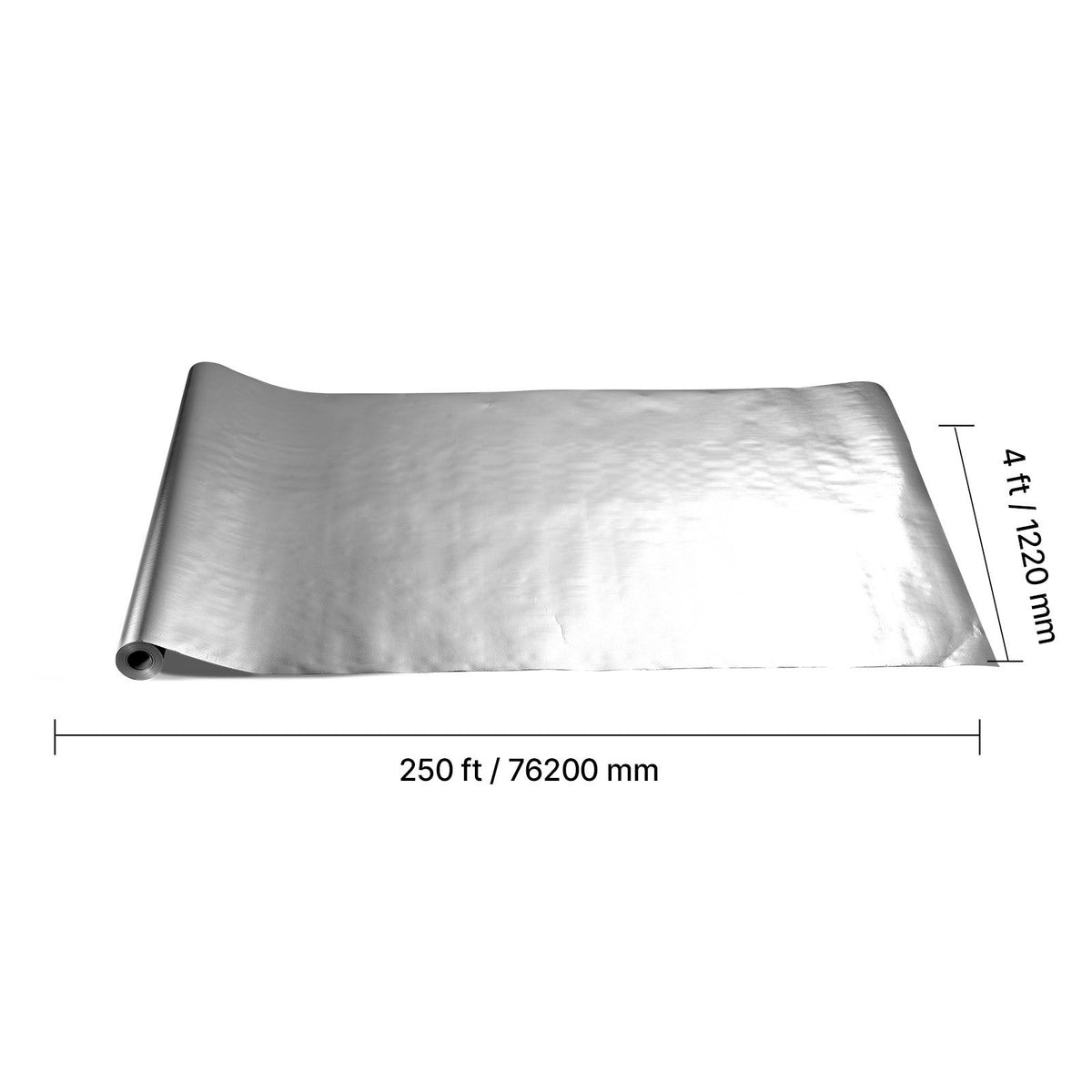 Double Reflective Insulation Roll, Perforated Woven Fabric Radiant Barrier, 0.15mm 76.2m x 1.22m, Double-Sided Aluminum Foil Heat Reflective Shield, Thermal Insulation Roll for Window RV Roof