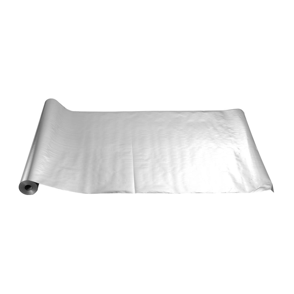 Double Reflective Insulation Roll, Perforated Woven Fabric Radiant Barrier, 0.15mm 76.2m x 1.22m, Double-Sided Aluminum Foil Heat Reflective Shield, Thermal Insulation Roll for Window RV Roof