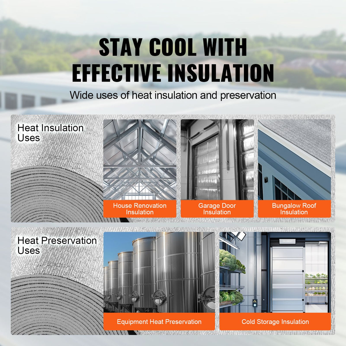 Double Reflective Insulation Roll, Foam Core Radiant Barrier, 3.2 mm 48 in x 50 ft, Double-Sided Aluminum Foil EPE Foam Heat Reflective Shield, Thermal Insulation Roll for Window RV Roof
