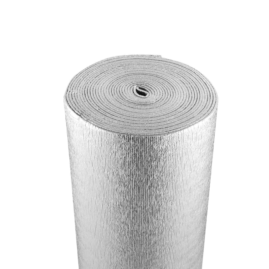 Double Reflective Insulation Roll, Foam Core Radiant Barrier, 5.5mm 48 in x 50 ft, Double-Sided Aluminum Foil EPE Foam Heat Reflective Shield, Thermal Insulation Roll for Window RV Roof