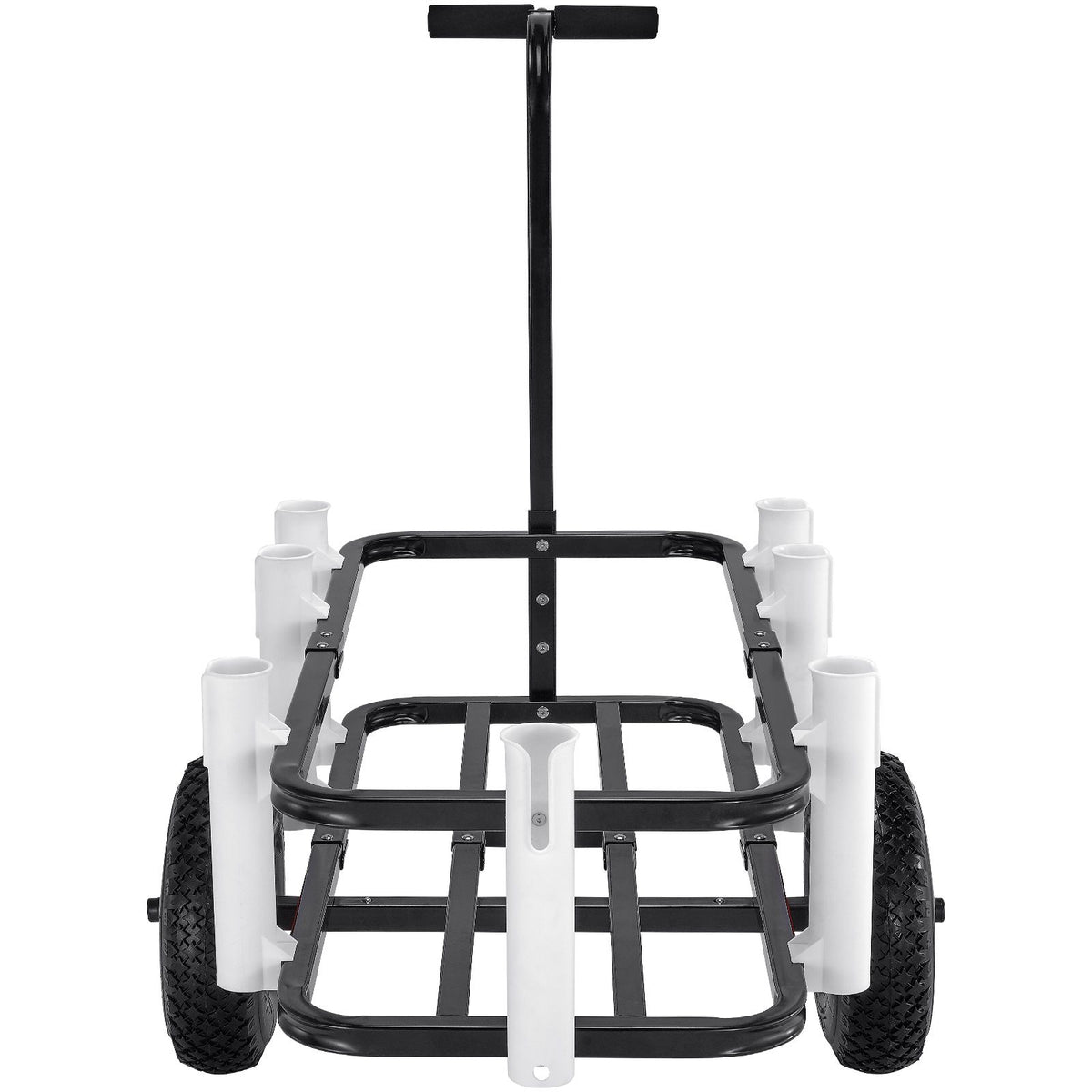 Beach Fishing Cart, 91 kg Load Capacity, Fish and Marine Cart with Two 275 mm Big Wheels Rubber Balloon Tires for Sand, Heavy-Duty Steel Pier Wagon Trolley with 7 Rod Holders for Fishing, Picnic