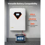 Hybrid Solar Inverter, 6000W, All in One Pure Sine Wave Power Inverter Charger, 220V AC, with Built-in 120A MPPT Solar Charger Controller, for Off-Grid System Lead Acid Lithium Battery