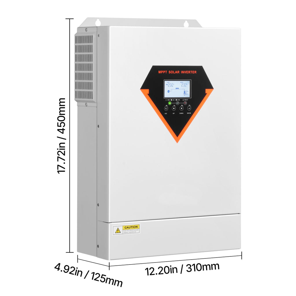 Hybrid Solar Inverter, 6000W, All in One Pure Sine Wave Power Inverter Charger, 220V AC, with Built-in 120A MPPT Solar Charger Controller, for Off-Grid System Lead Acid Lithium Battery