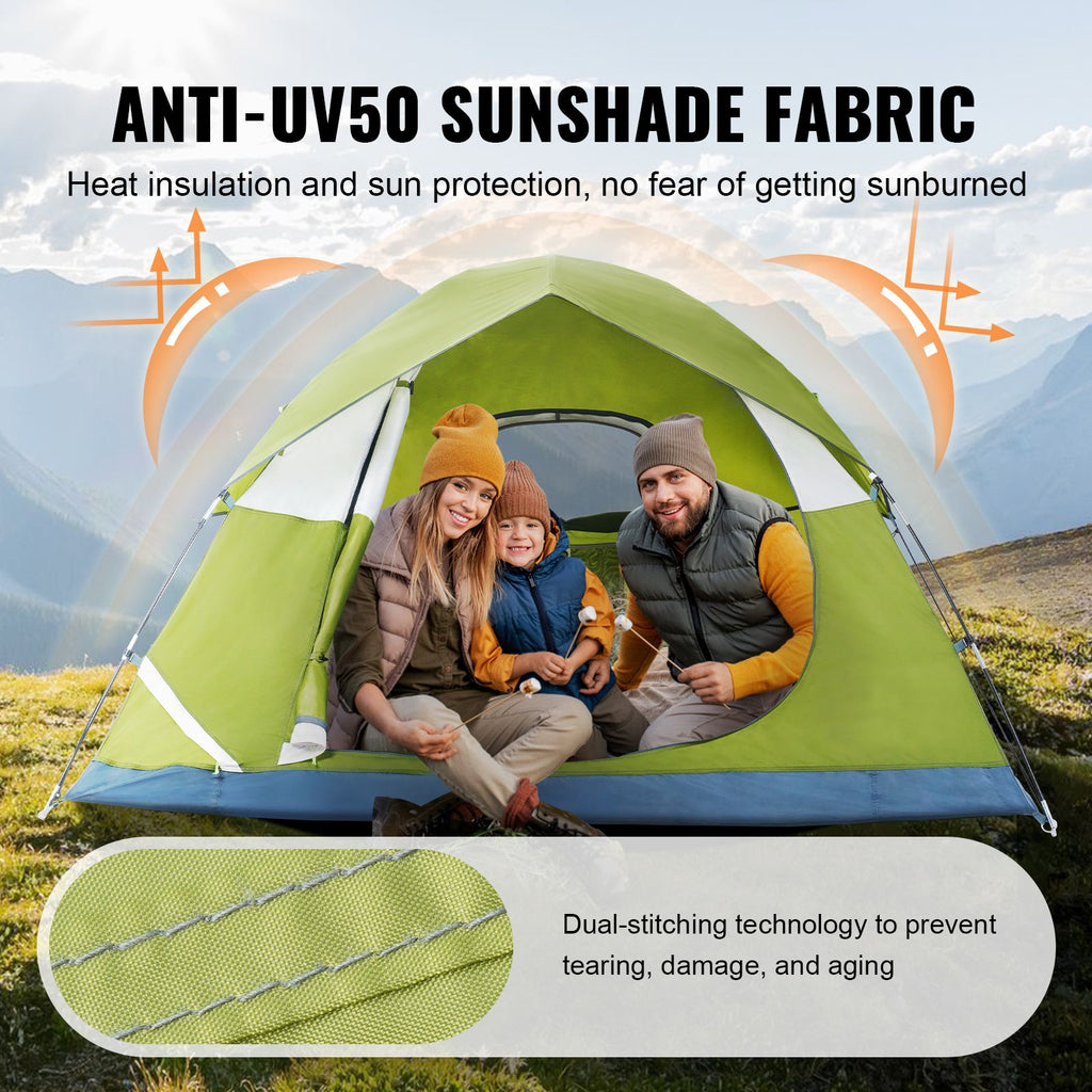 Camping Tent, 7 x 7 x 4 ft Fit for 6 Person, Waterproof Lightweight Backpacking Tent, Easy Setup, with Door and Window, for Outdoor Family Camping, Hiking, Hunting, Mountaineering Travel