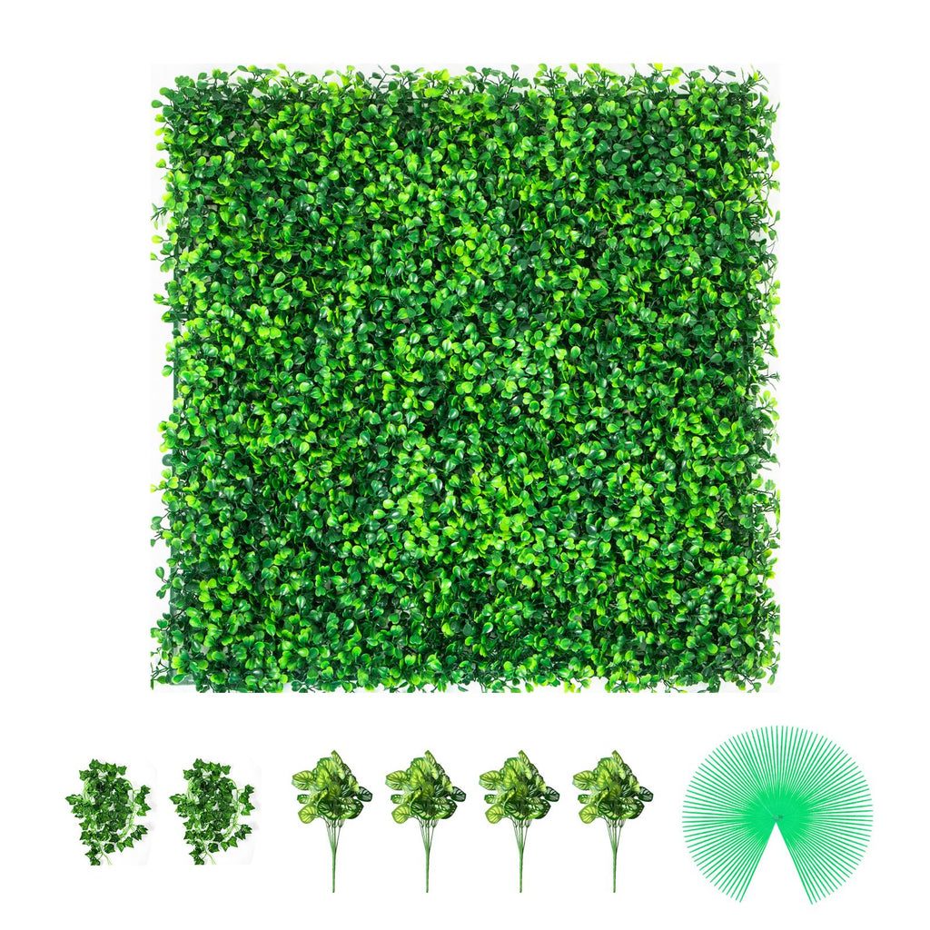 Artificial Boxwood Panels, 16 PCS 20"x20" Boxwood Hedge Wall Panels, PE Artificial Grass Backdrop Wall 1.6\", Privacy Hedge Screen for Decoration of Outdoor, Indoor, Garden, Fence, and Backyar
