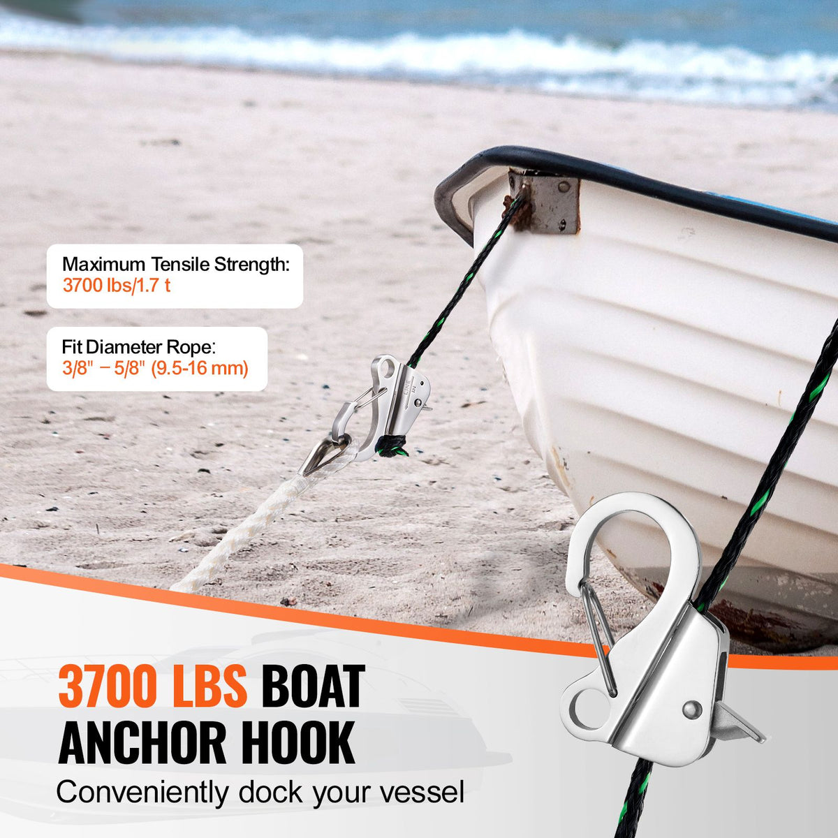 Boat Anchor Hook Stainless Steel Knotless Anchor System with Quick Release